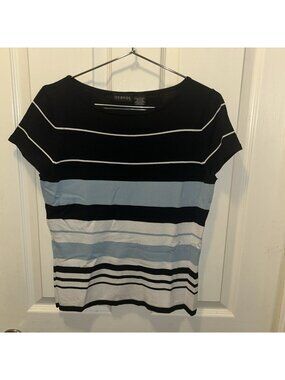 George Womens Small multi color Cream Knit Sweater Short Sleeve Soft Pullover